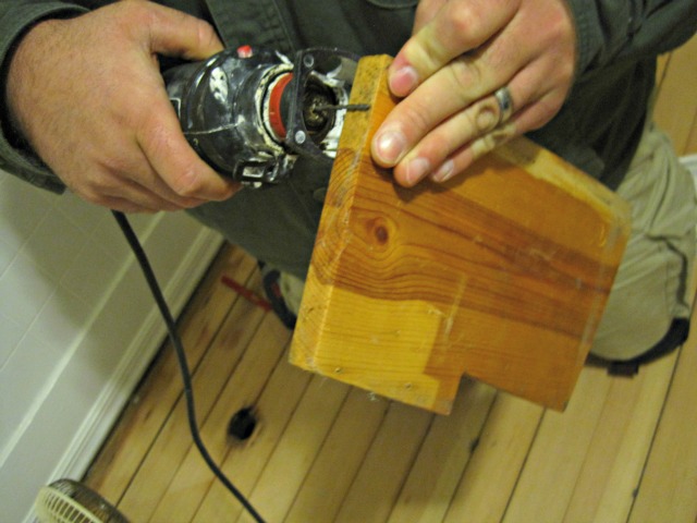 Determine depth to cut hardwood floor making plug scrap wood