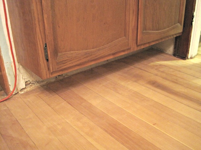 Sanding under cabinets- success! hardwood floor under cabinet