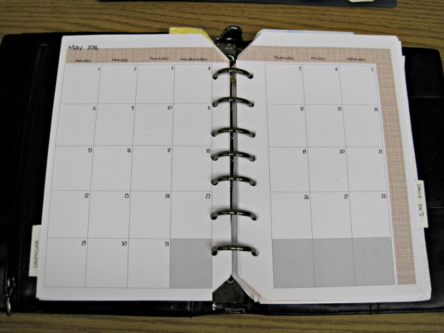 Calendar for a paper planner monthly calendar Month on two pages printable planner calendar