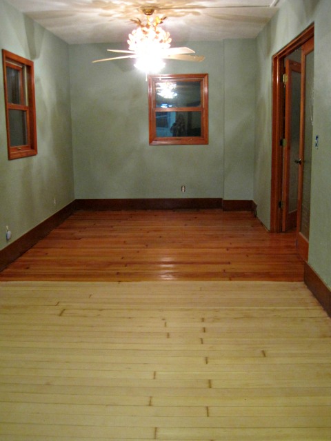 Hardwood floor varnishing in progress- part of the room is varnished | Refinishing Hardwood Floors Hardwood floor varnish before and after DIY